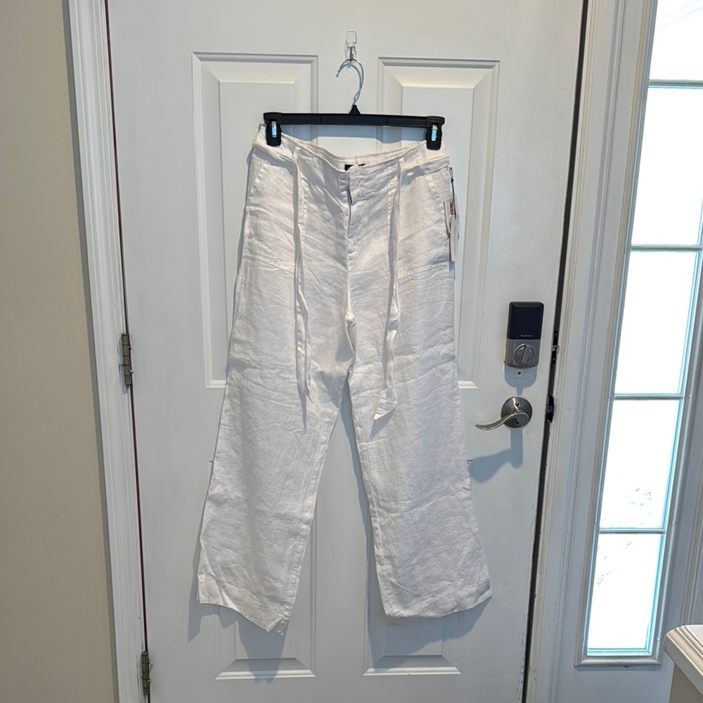 100% linen white pants sz 8